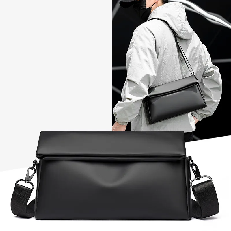 Women Minimalist Waterproof Shoulder Bag Folded Flap Crossbody Purse with Back Zipper Pocket Adjustable Strap Commuter Handbag