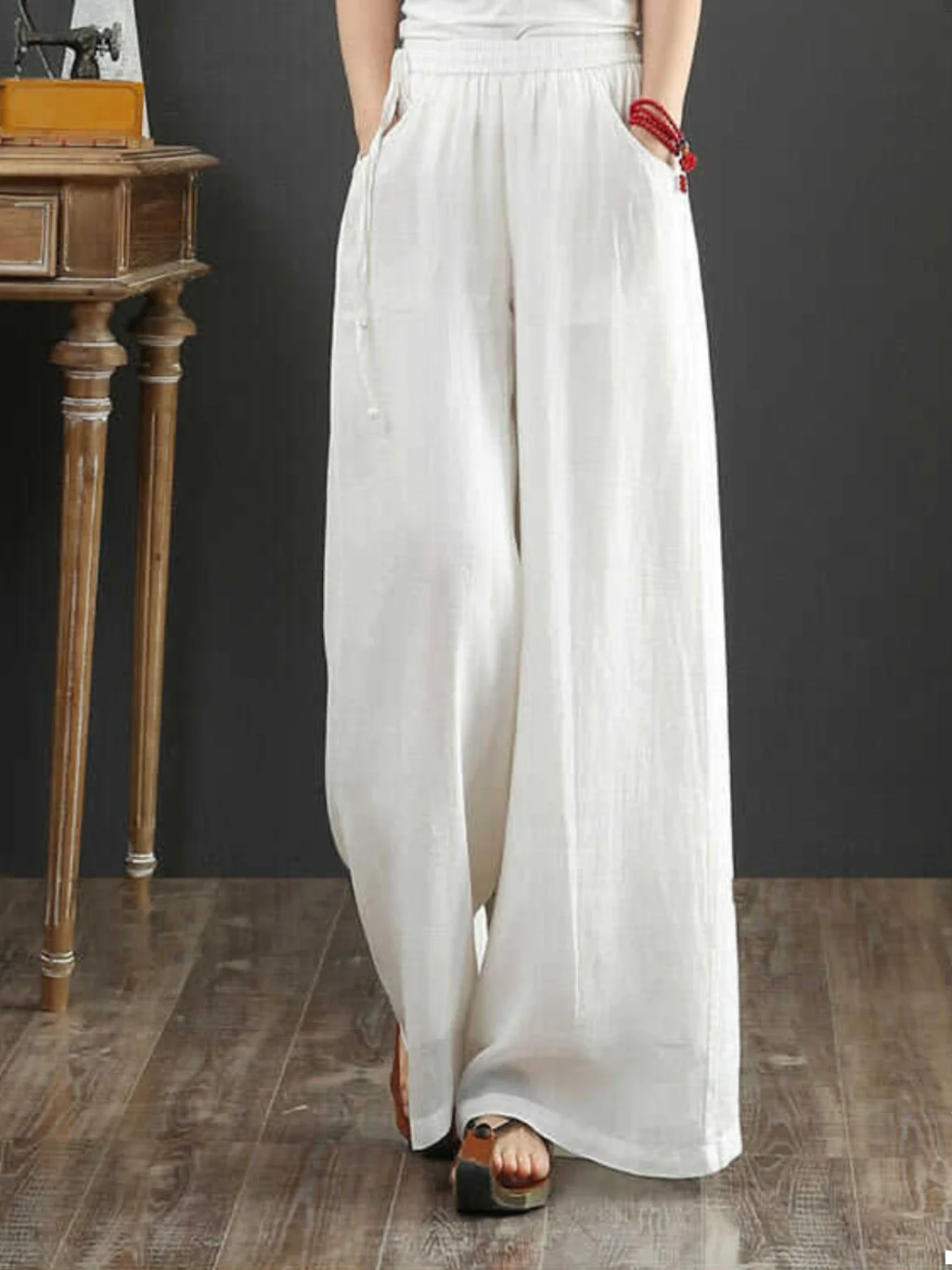 신상 중국 스타일 여성 린넨 스트레이트 레그 캐주얼 팬츠 여름 얇은 예술적 코튼 린넨 와이드 레그 롱 팬츠