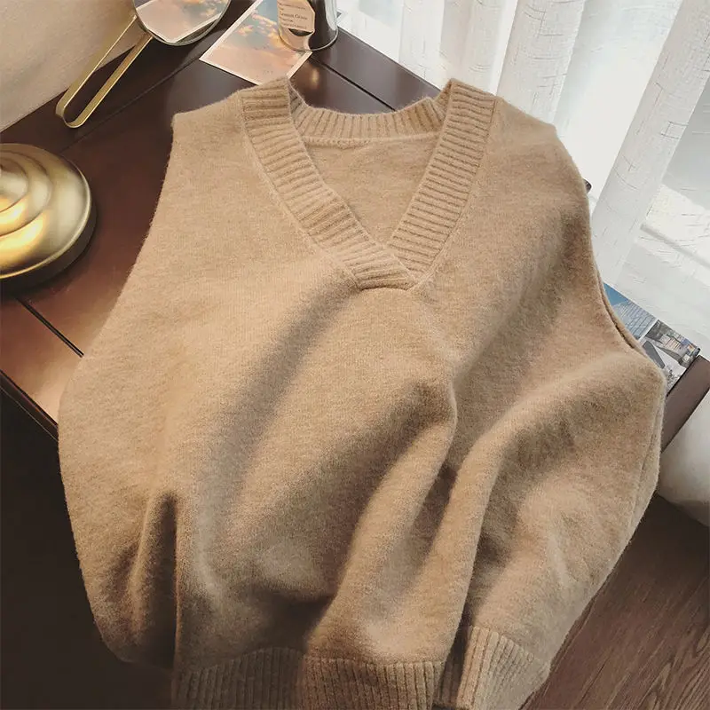 Sweater for Women Autumn Winter Casual Knit  Loose Vest Sleeveless Vest for  Women's Sleeveless  Sweater Fashion