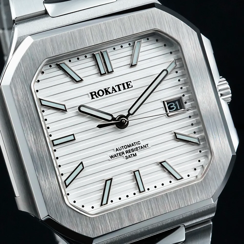 

ROKATIE 2024 Luxury NH35 Japanese Movement Stainless Steel Watch 38mm Case Luminous Feature Day 50m Waterproof Watches for men