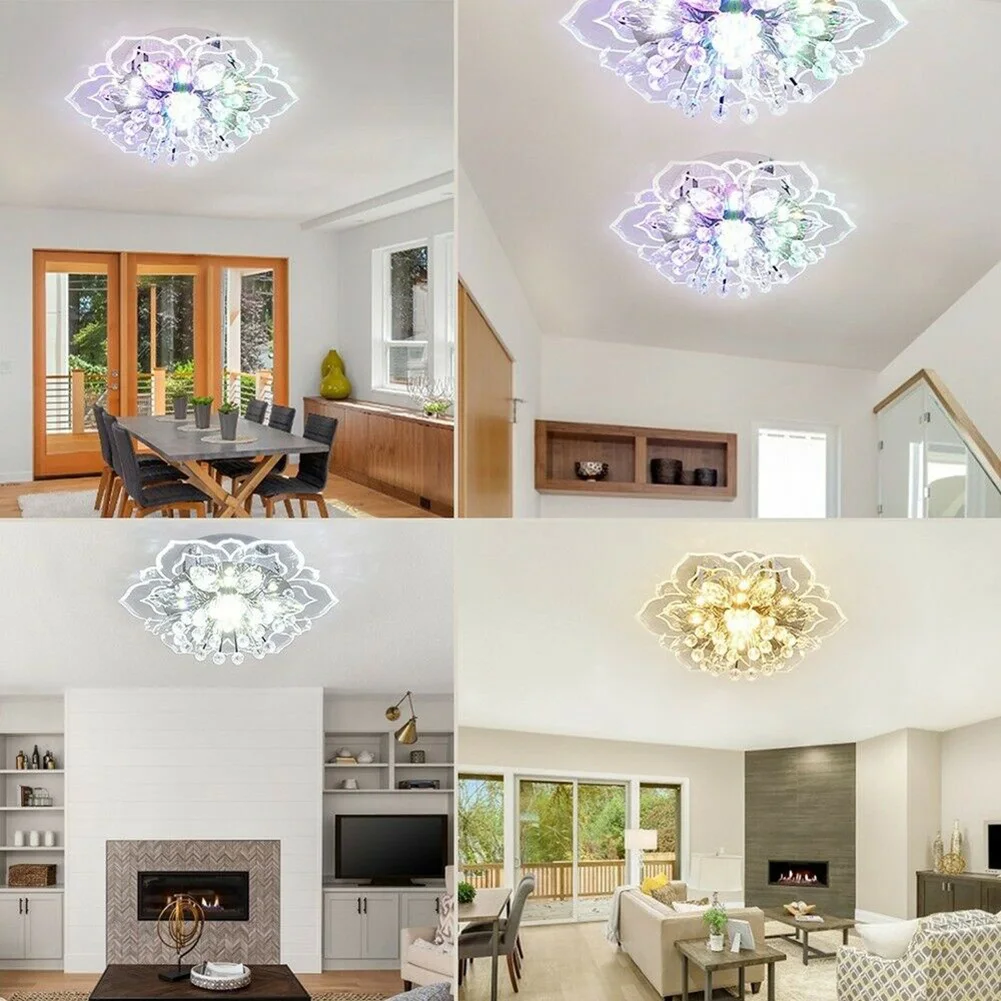 

Modern Light Flower Shape Ceiling Crystal Chandelier Bedroom Living Room Interior Hallway Kitchen LED Lighting