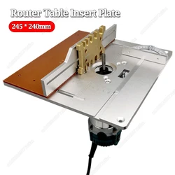 Aluminium Router Table Insert Plate Electric Wood Milling Flip Board with Miter Gauge Guide Table Saw Woodworking Workbench