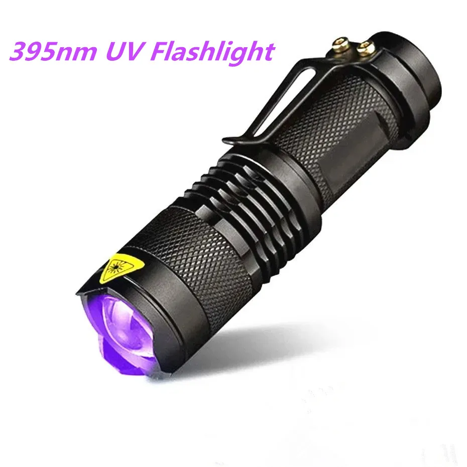 

LED Ultraviolet Light UV Flashlight with Zoom Function 395nm AA Battery Inspection Lamp Torch Banknote Pet Urine Stains Detector