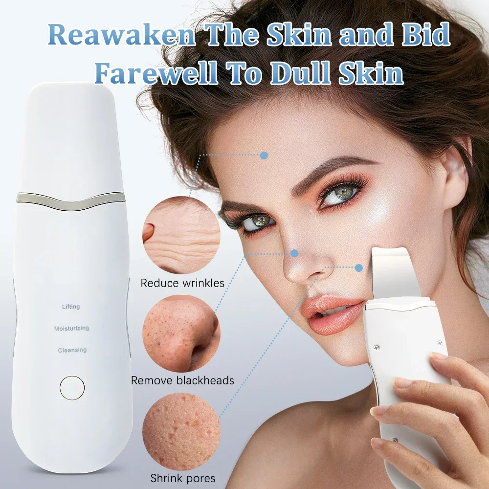 Ultrasonic Peeling Machine Skin Care Blackhead Remover Device Face Cleaning Pore Cleanser Facial Lifting Massager Skin Scrubber