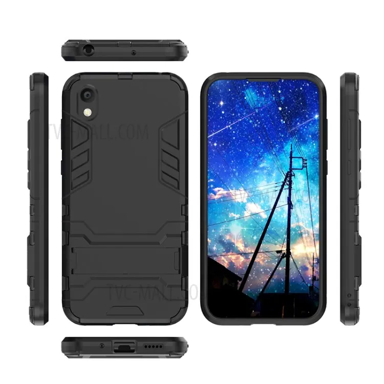 

Plastic + TPU Hybrid Case with Kickstand for Huawei Honor 8S - Black
