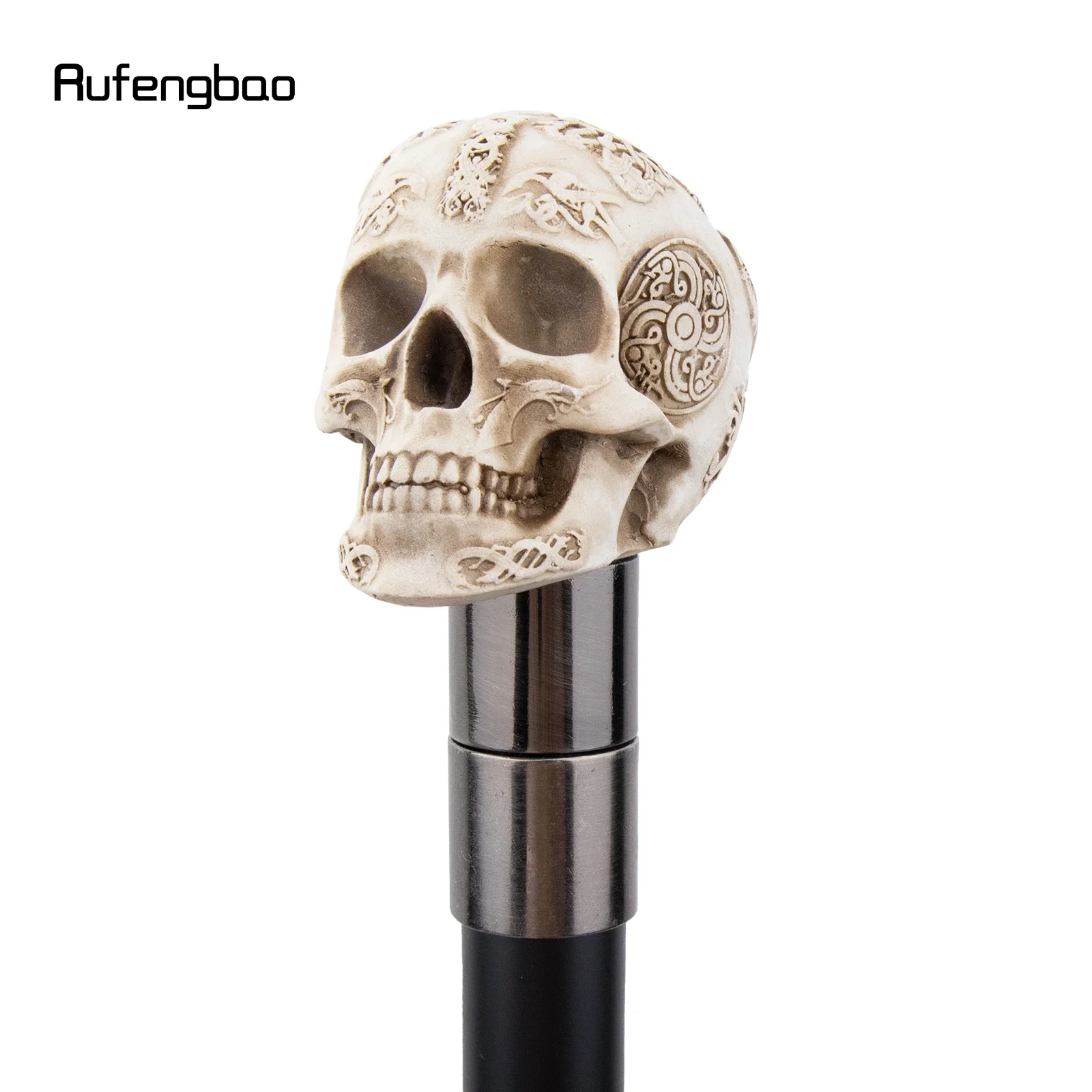 Witte Hars Schedel Monster Hoofd Wandelstok Mode Stalen Stok Cosplay Riet Knop Crosier 94cm Prestaties Podium Riet