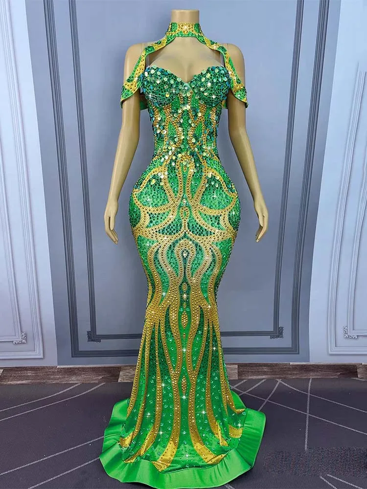 جودة عالية الساخن ختم مثير العميق الخامس الأخضر فستان الرقبة المعلقة 2025 ملابس نسائية عصرية جديدة مخصصة #4