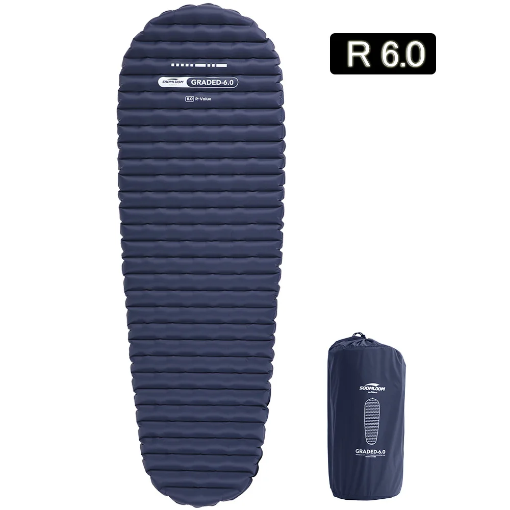Soomloom High R-Value Camping Air Mat R 6.0 Portable Inflatable Mat Sleeping Pad for High-altitude Camping Mountaineering Hiking