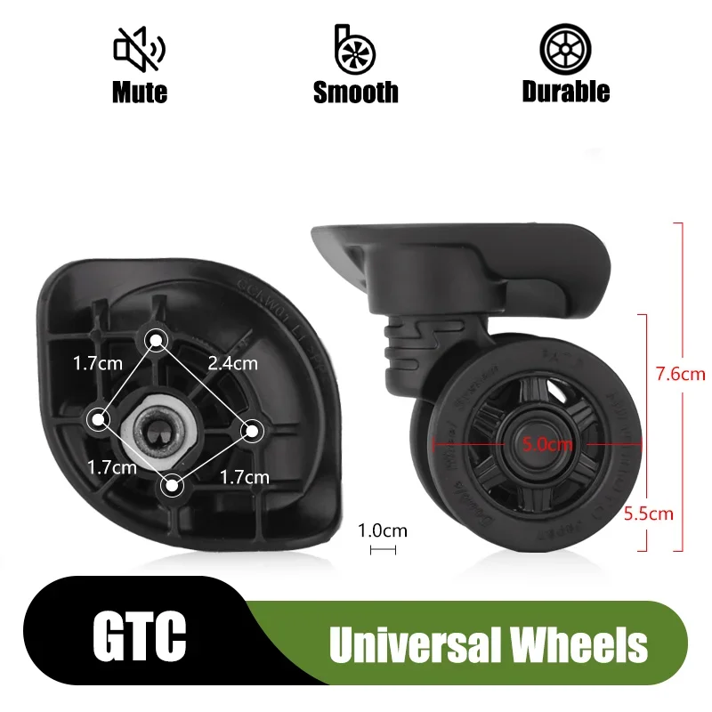 

Колеса для чемодана HINOMOTO CCKW01, вращение на 360 градусов ° Вращающиеся термостойкие нескользящие сменные колеса для багажа