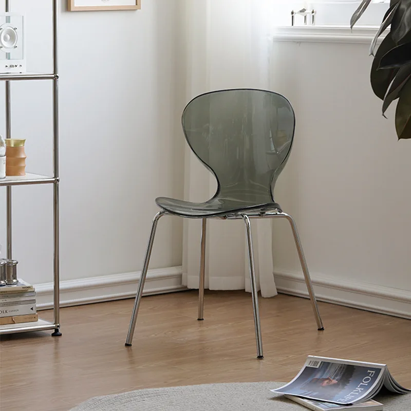 

Nordic transparent dining chair simple wrought iron crystal chair acrylic stool Internet celebrity ins creative home back chair