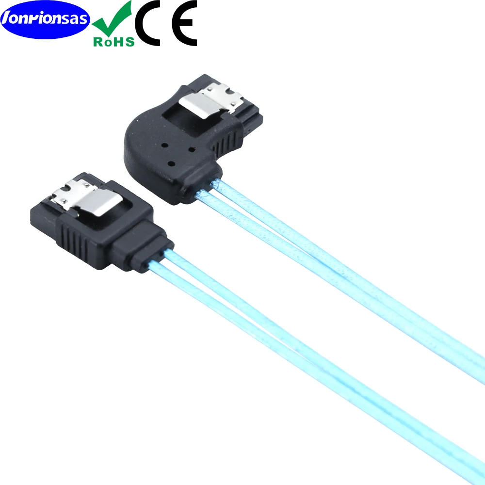 SATA-III 7Pin Female Straight to Right Angle 12Gbps Thin SATA Straight SATA SSD Flexible-SATA Cable for SSD, HDD, CD, DVD Drives