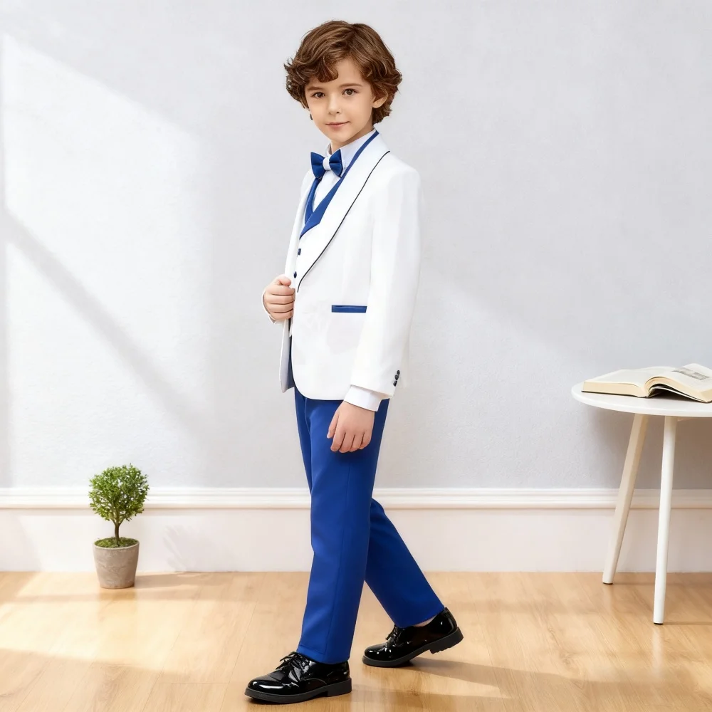 

Sleek Boy Child Wedding Suit Graduation Sharp Children's Suit Including Jacket Vest Pants Bow-tie Wedding Flower Boy