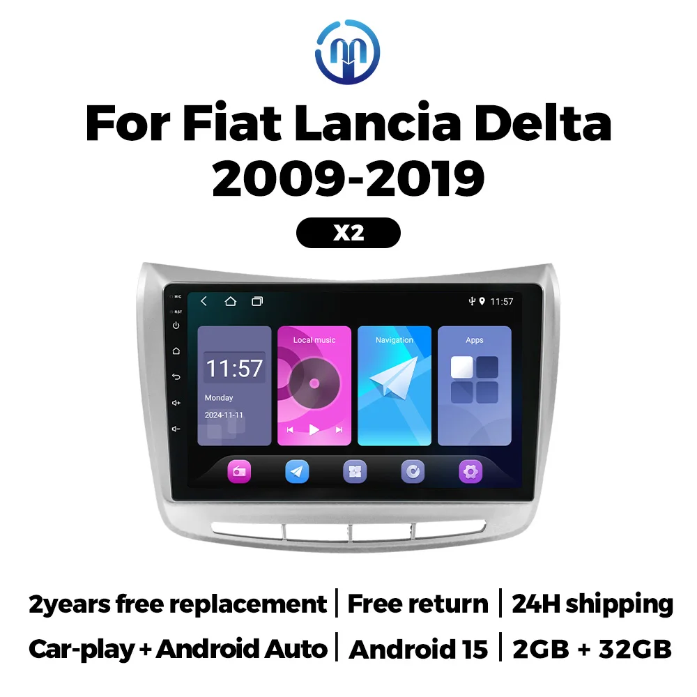 Navifly 9" Android Wireless Carplay Autoradio für Lancia Delta 2009-2019 GPS-Navigation Auto-Multimedia-Player BT FM Stereo 2Din
