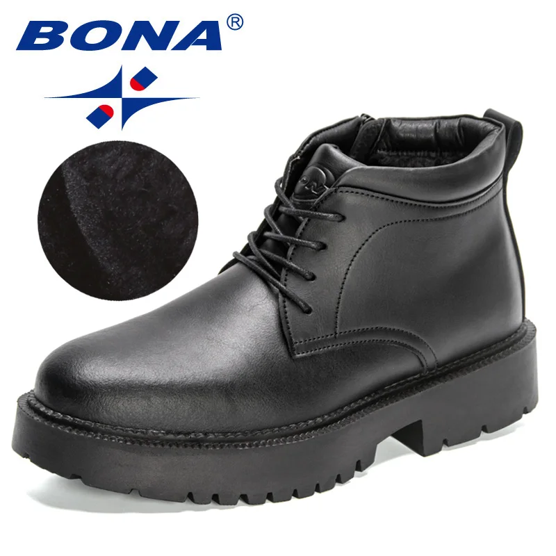 

BONA 2023 New Designers Brand Winter Ankle Snow Boots Men Fur Plush Warm Casual Boot Man High Quality High Top Platform Footwear