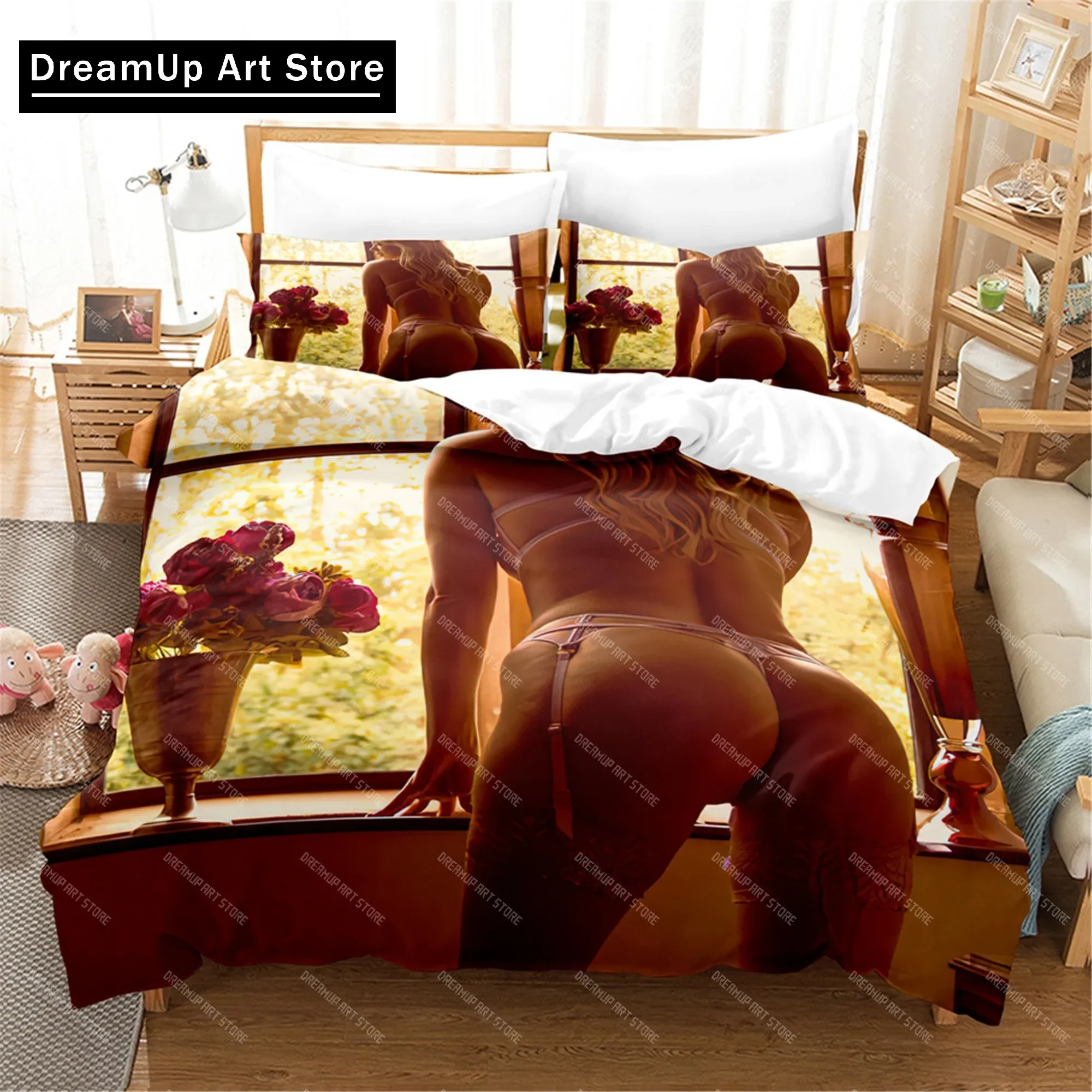 

Model Girl Duvet Cover King Size Love Bedding Set Sexy Woman Comforter Cover Fashion Sexy Theme Bedding Decorative Boys Beauty
