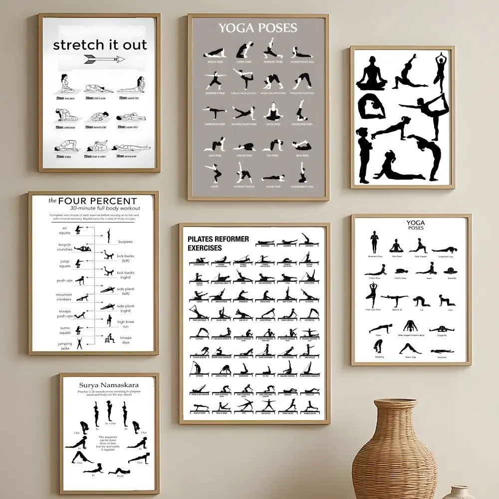 Classic Sports Theme Pilates Simple Poster Versatile HD Waterproof Wall Art Self-Adhesive Decor for Any Space Ideal Gift