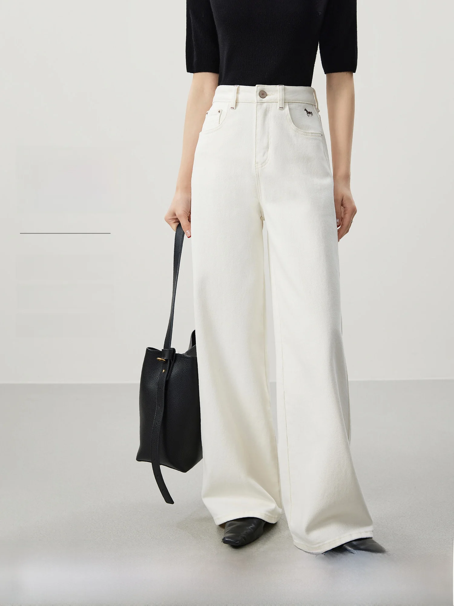 

Ele Slimming Embroidered Year Capri Jeans High Waist Straight Leg Cotton Denim Women's Faion Early Spring