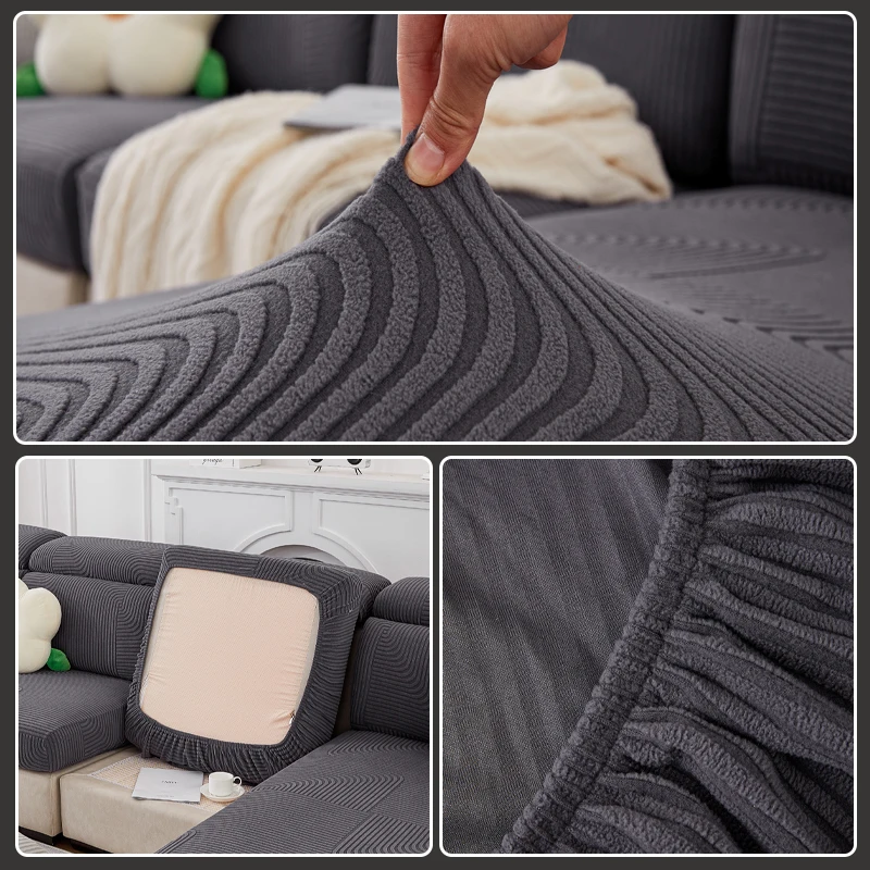 Geometry Jacquard Adjustable Elastic Sofa Cover Couch Covers for Living Room Slipcover L-Shaped Corner Couch Cover 1/2/3/4 Seat