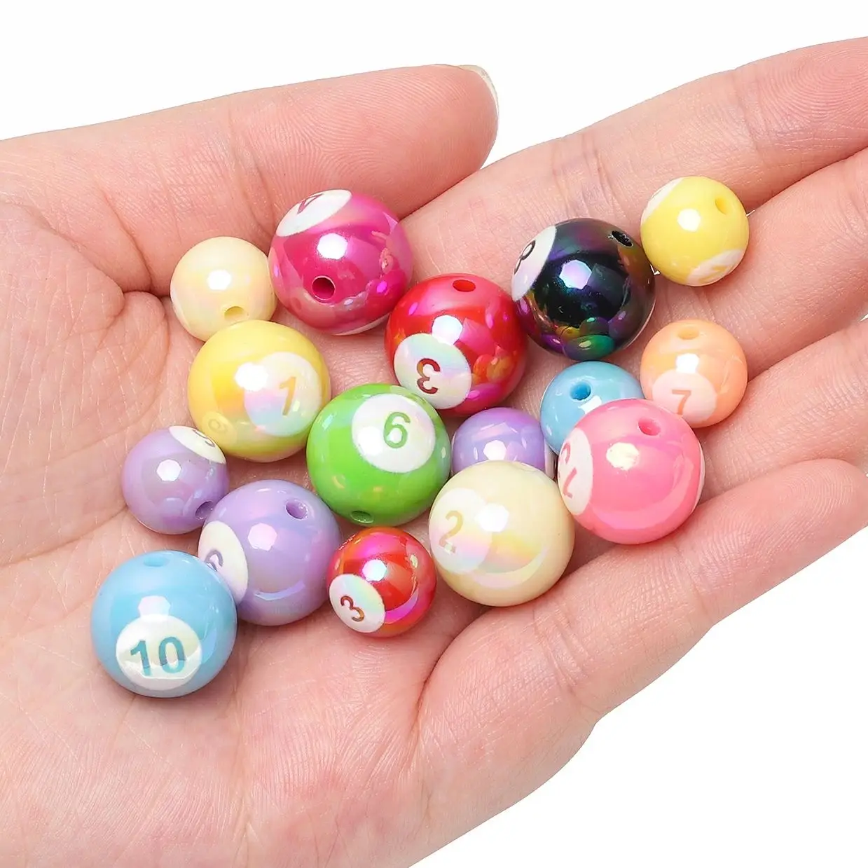 10pcs 12/16mm Mixed Colorful Billiards Acrylic Beads Spacer Loose Beads Fashion Jewelry Making DIY Bracelet Necklace Accessories