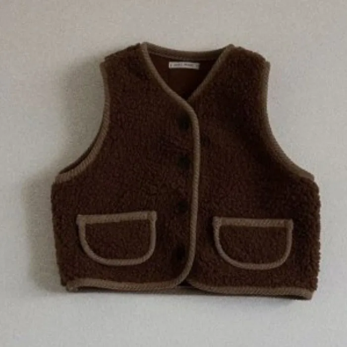 Boys and Girls Plush Vests Infants and Young Children Autumn and Winter Clothes Korean Baby Plush Thick Outer Vest