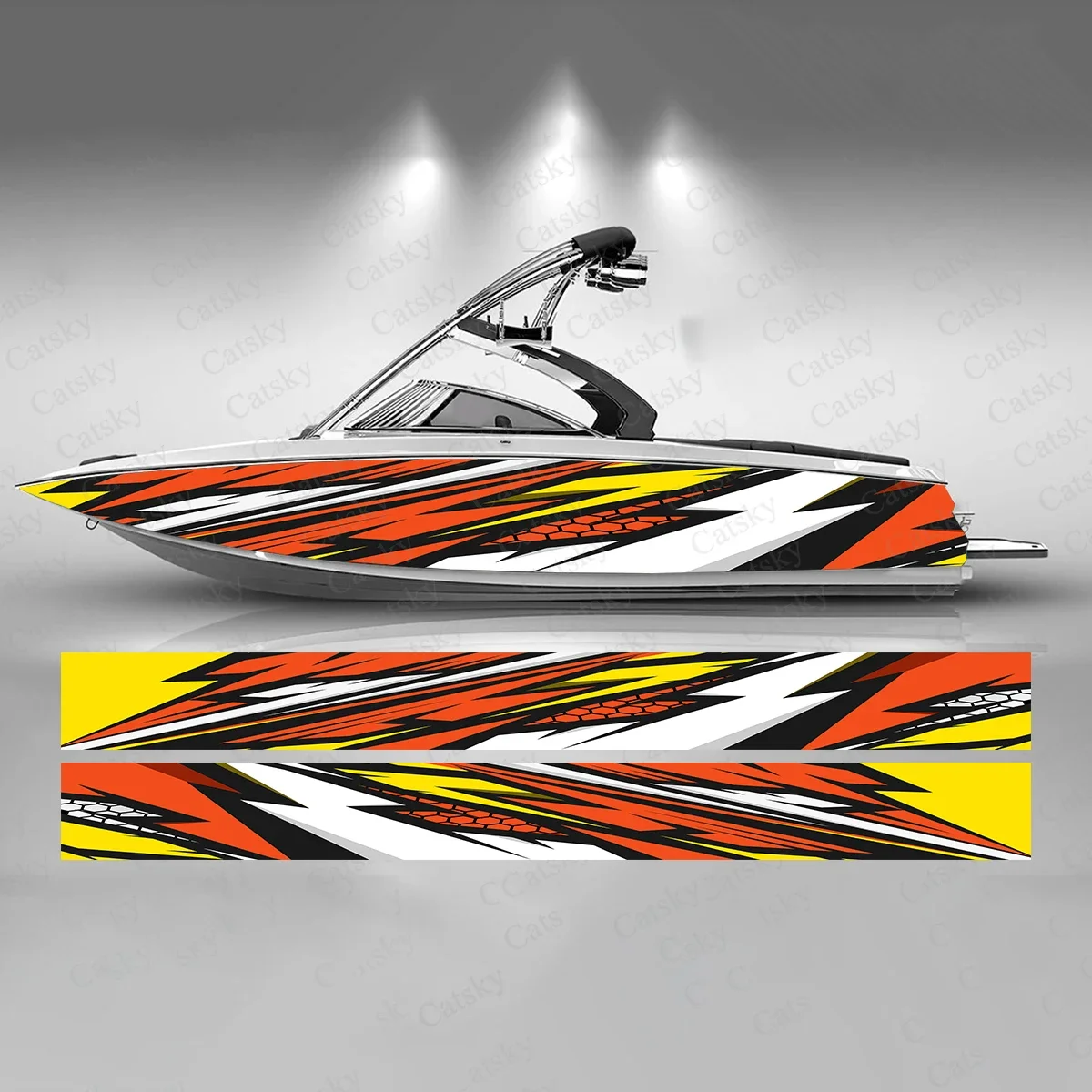 Colorful Lightning Design Boat Sticker Fashion Custom Fish Boat-Sticker Vinyl Waterproof Boat Wrap Graphic Boat Wrap Decal