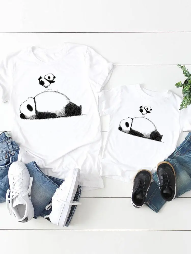 

Family Matching Outfits Women Kid Child Summer Mom Mama Girl Boy Panda Love Animal Mother Tshirt Tee T-shirt Clothes Clothing