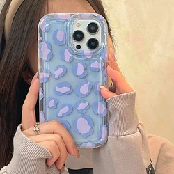 Purple Leopard Print Clear Soft TPU Case For IPhone 16 15 14 Pro Max 7 8 Plus Case For IPhone 13 11 12 XS X XR Cover Fundas Case