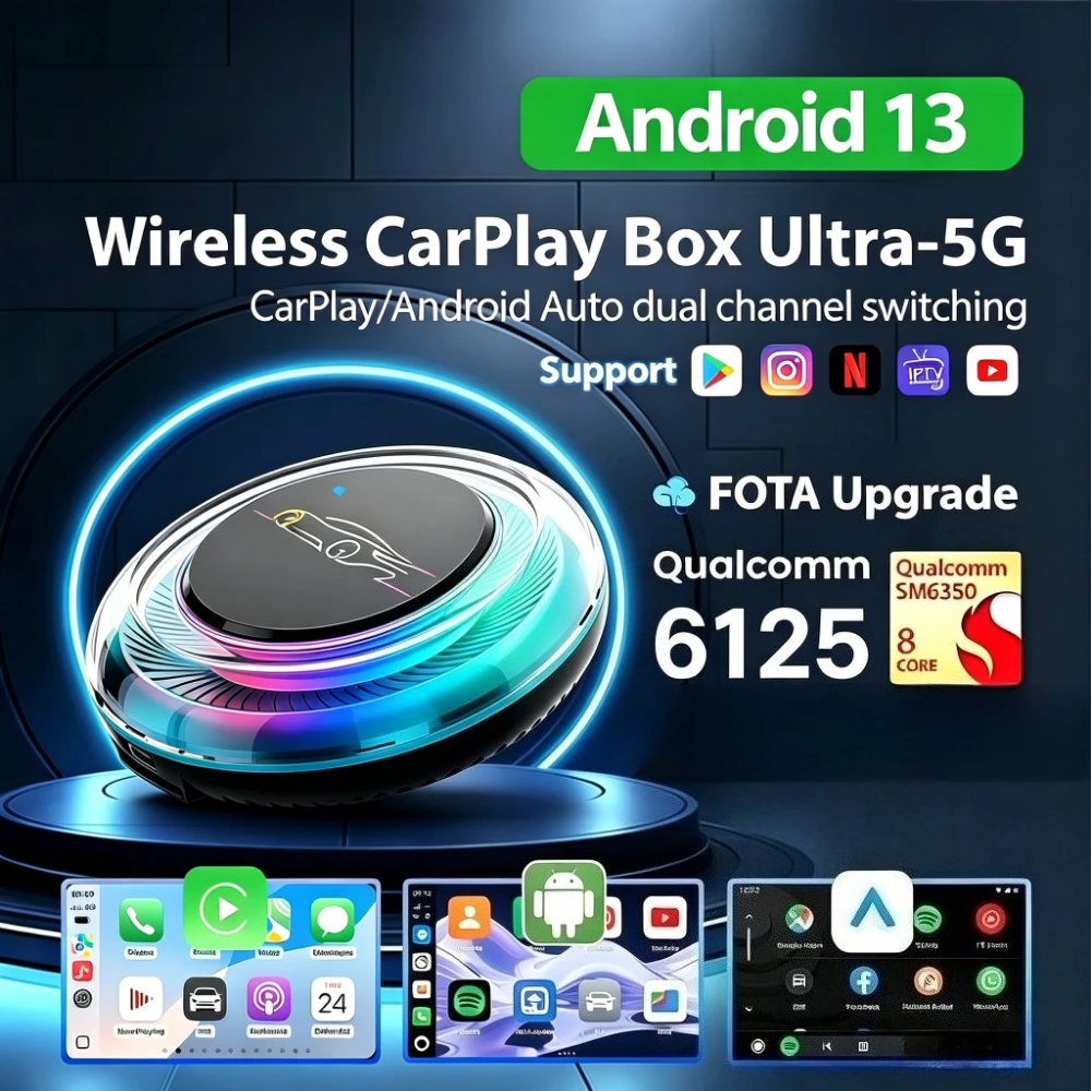 Ezonetronics Car TV Box S2F Android 13 CarPlay Ai Box SM6125 8 Cores Wireless CarPlay Android Auto Video Streaming Box WiFi GPS