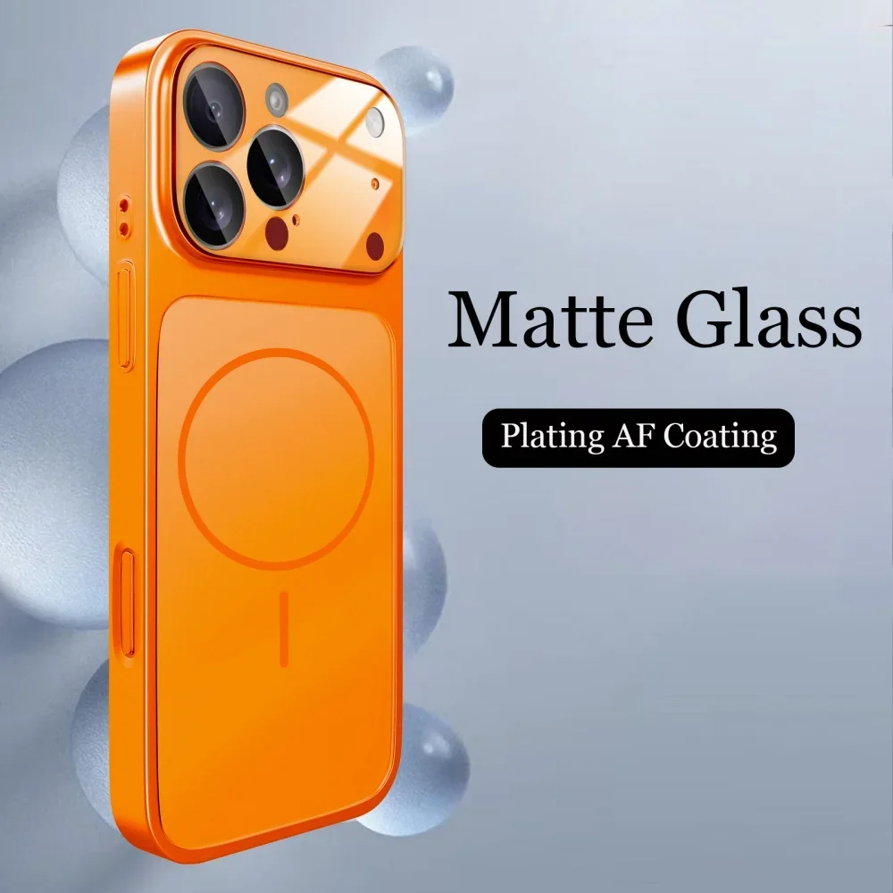 Custodia in vetro originale Nano opaca per iPhone 17 Air 16 15 Pro Max 17Pro Cover magnetica Magsafe Armatura di ricarica wireless Shell Funda