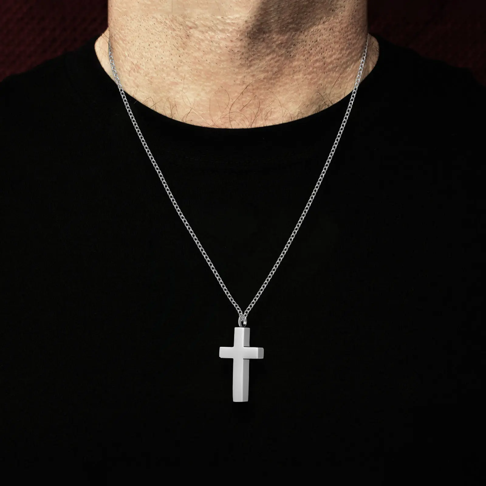 

Necklace That Hold Ashes Cross Shaped Cremation Jewelry Titanium Steel Urn Pendant for Ash Storage Comfortable Daily Wear