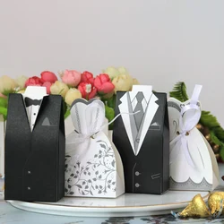 20pcs/lot Bride and Groom Dresses Wedding Candy Box Gift Bags DIY Wedding Decor