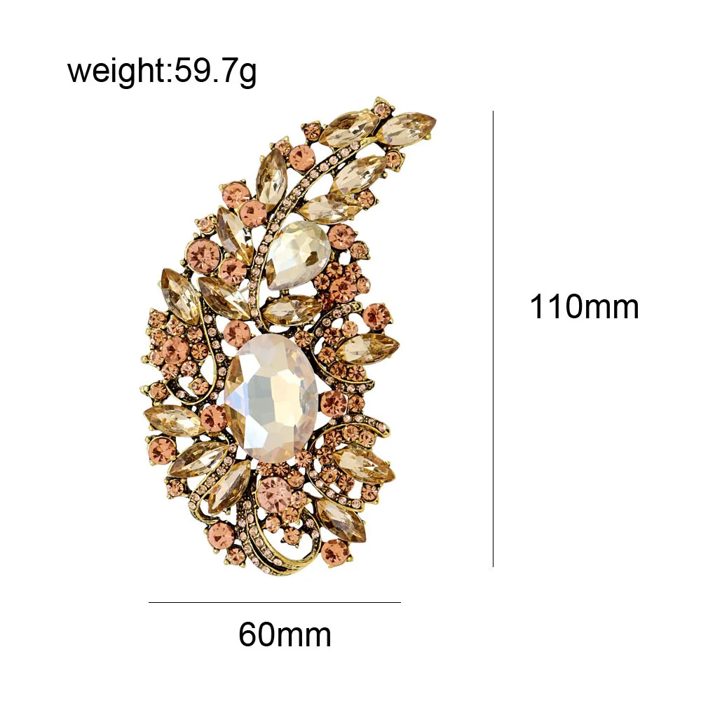 SKEDS Luxury Women Shiny Large Rhinestone Solid Color Brooches Pins Exquisite Crystal Party Banquet Jewelry Badges For Lady