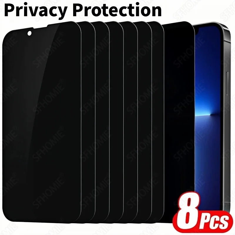 8 Stück Anti-Spionage Displayschutzfolie für iPhone 11 12 13 14 15 16 17 Pro Max 14 15 16 Plus 16e 17 Air 17e Gehärtetes Glas Sichtschutzfolie