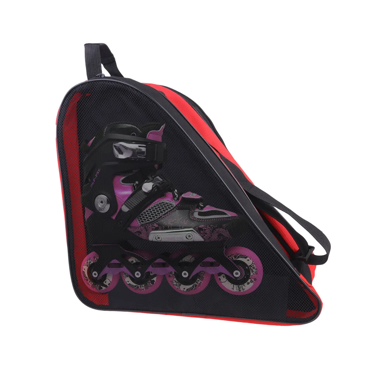 

Easy Clean Red Mesh Cloth Shoulder Bag Thicken Triangle Pouch High-Capacity Roller Skating Shoes Storage Organizer Durable
