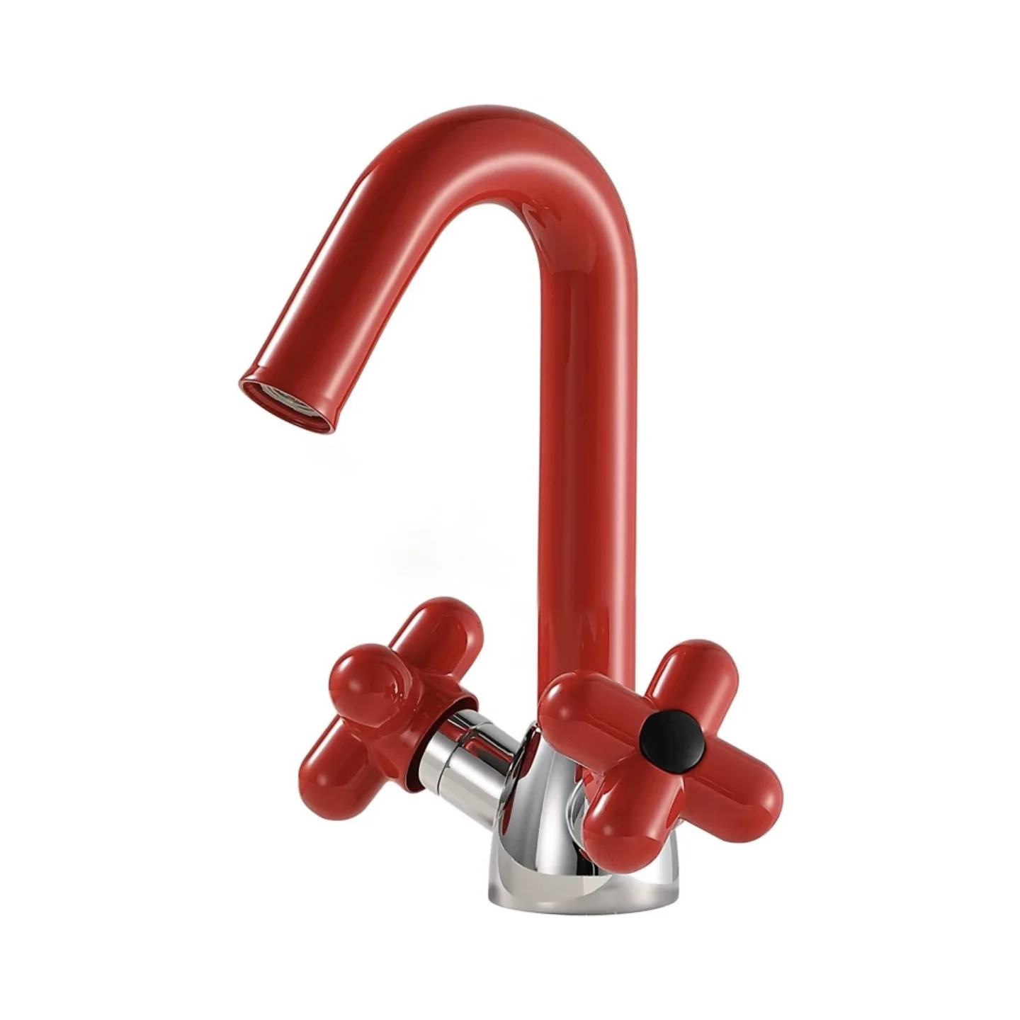 

Candy color creative cute red dopamine retro copper wash basin hot and cold bathroom cabinet under counter basin faucet
