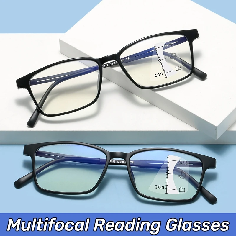 

Fashion Anti-blue Multifocal Far Near Sight Eyeglasses Luxury Business Progressive Presbyopia Glasses Optical Reading Eyewear