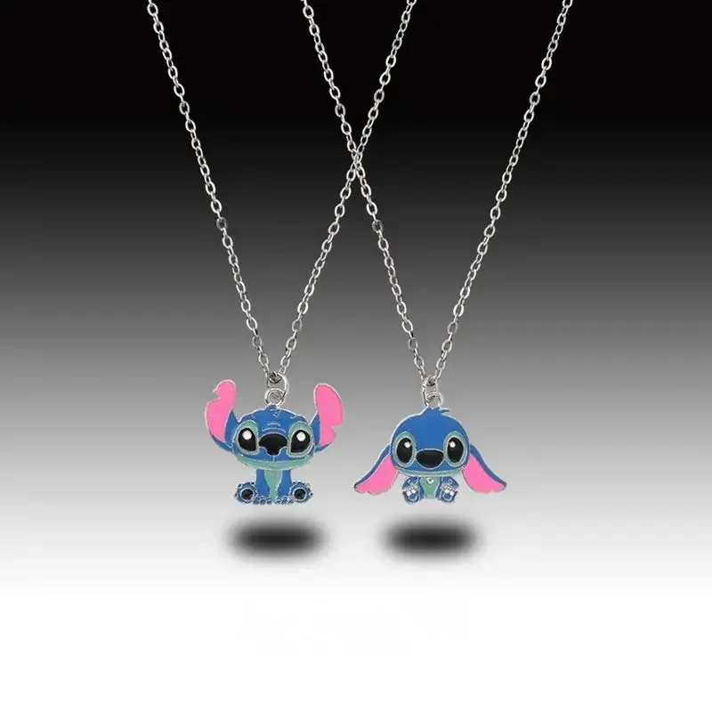 Disney Lilo & Stitch Necklaces Pendants for Couple Anime Cute Necklace Fashion Sweater Chain Jewelry Accessories Girl Kids Gift