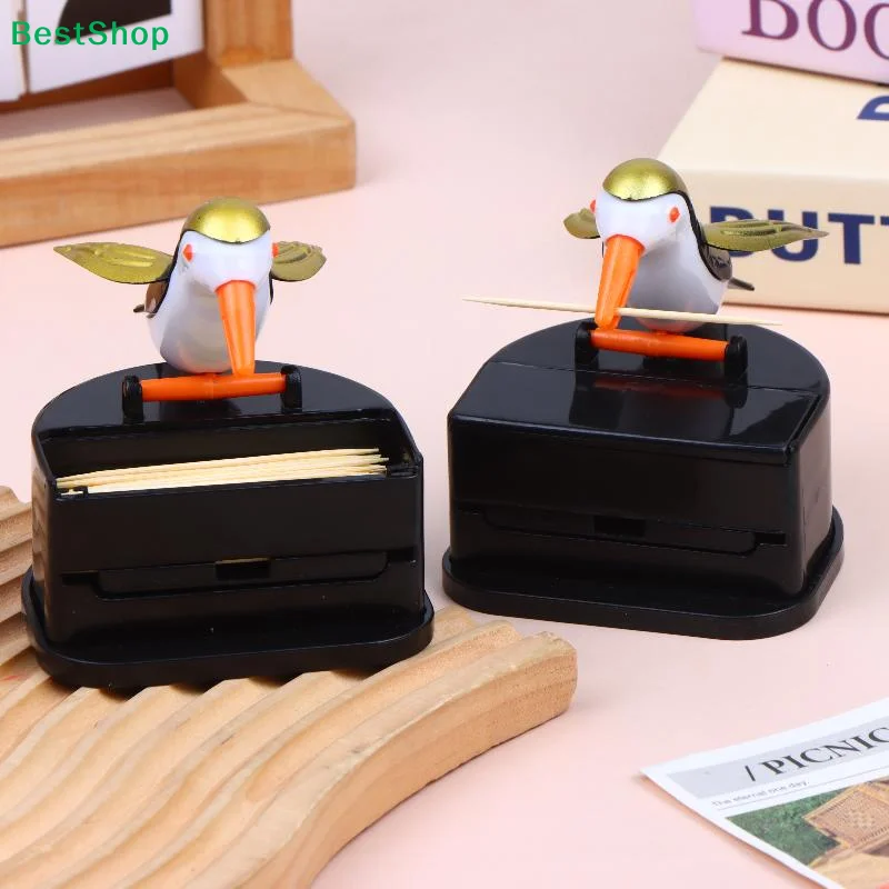 Cartoon Hummingbird Toothpick Container Automatic ABS Toothpick Dispenser Holder Box Home Decoration Kitchen Accessories