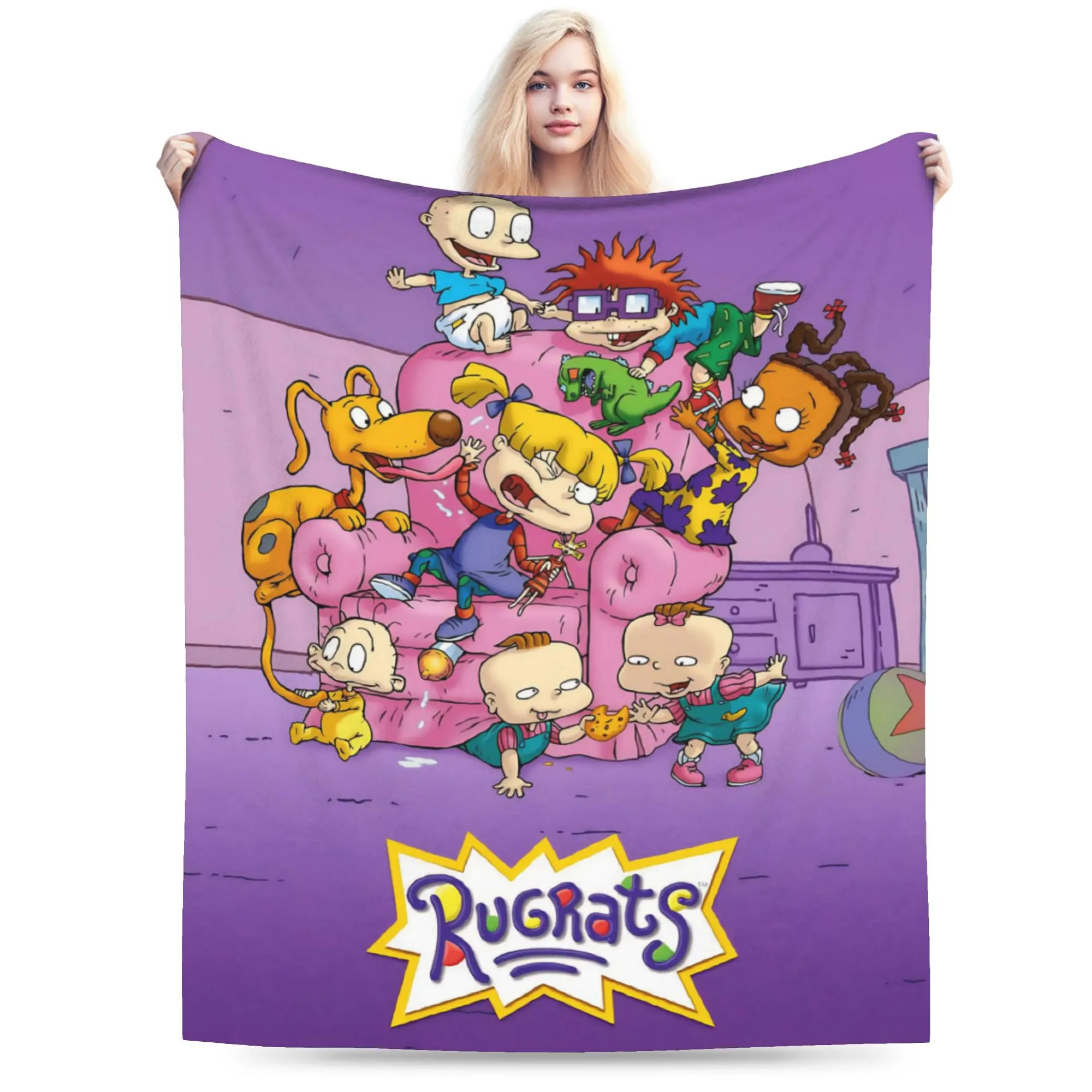 Cartoon R-Rugrats Blanket Multiple Sizes Cozy and Lightweight  Throw Blankets for Sofa Couch and Bed