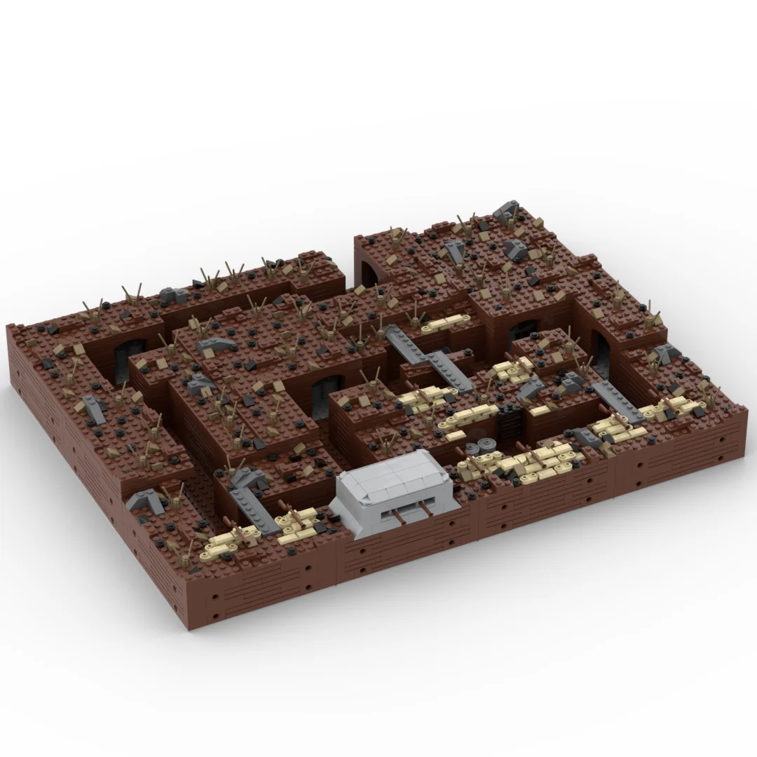 WW2 Military Trench Building Blocks Kit Destroyed House War Scene  Soldiers Figure Ruins Blockhouse Battlefield Bricks Toys Boys