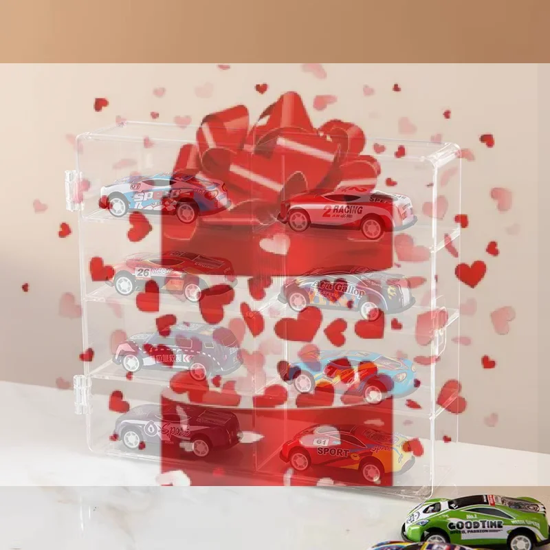 

【BS】1 Piece Car Non Punching Adhesive Wall Transparent Storage Box 1:64 Acrylic Car Display Box For Car Model Toy Cabinet Rack