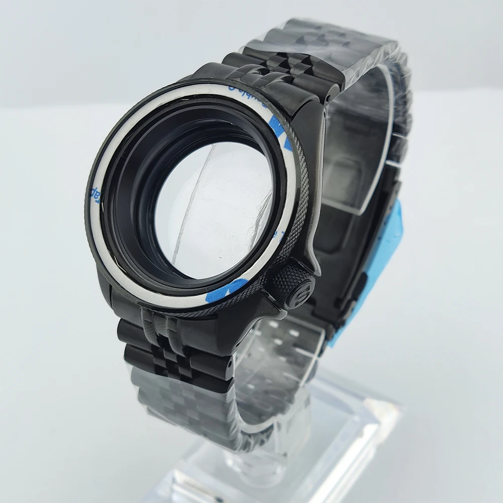 NH35 Case 40mm Watch Case and Strap Watch Parts Flat Sapphire Crystal Glass For NH35/NH36 Movement Waterproof ﻿