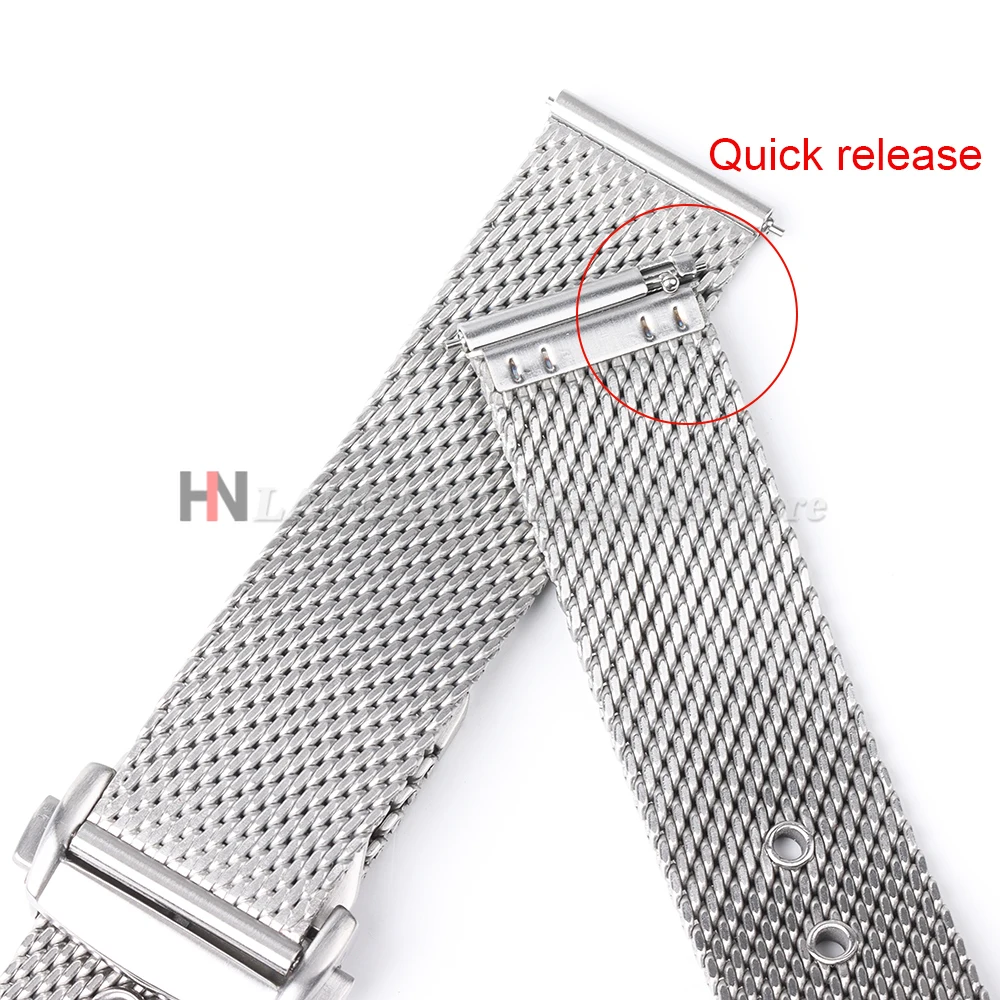 Сетчатый миланский браслет для часов Omega 007 для часов Seamaster 300, нержавеющая сталь со складной застежкой 20 мм 22 мм для мужского ремня IWC