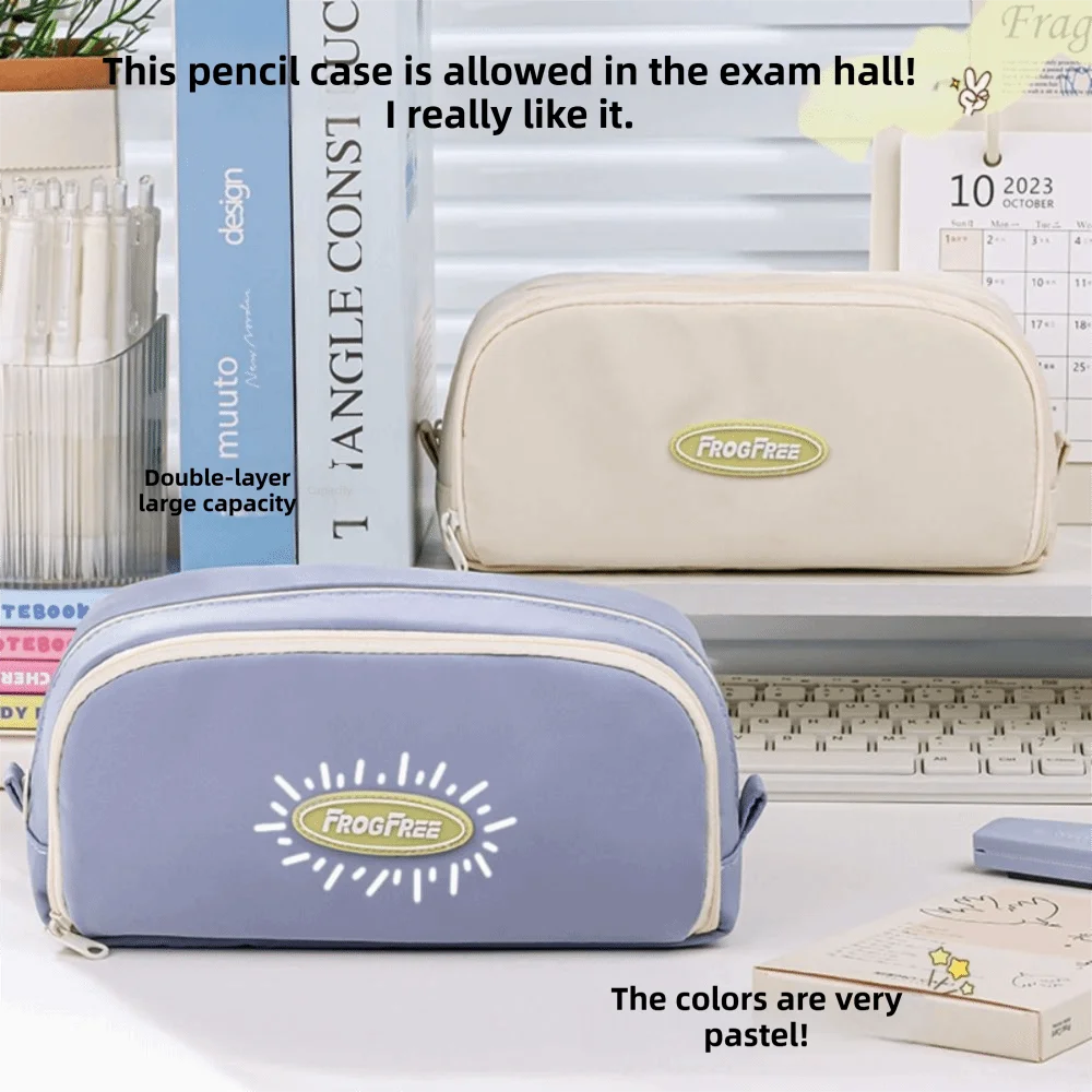 Large Capacity Pencil Bag Multiple Sections Stylish Pencil Case Simple Design Practical Double-layer Pencil Case