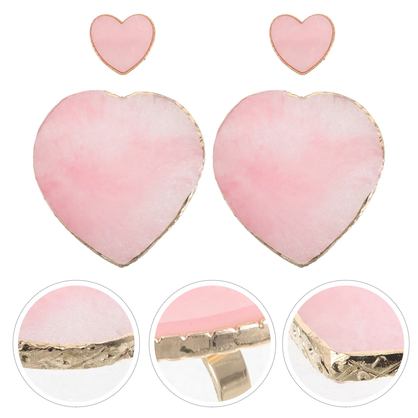 

4Pcs Heart Shape Resin Nail Art Palette Matte Non Slip Gel Paint Palette Gold Edge Nail Color Mixing Display Holder for Manicure