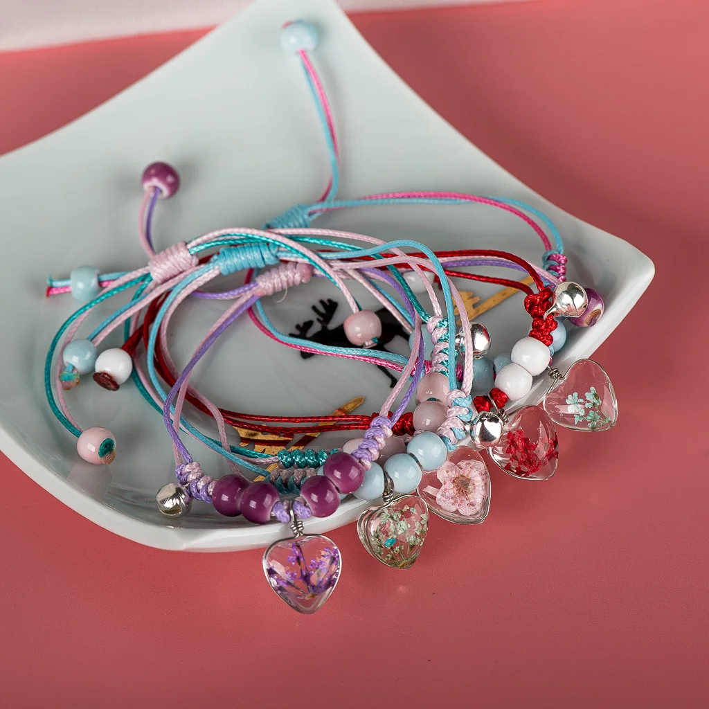 Glass Flower Love Heart Shape Accessories Cute Handmade Ceramic Beads Bracelet Accessary Wholesale For Women #82611