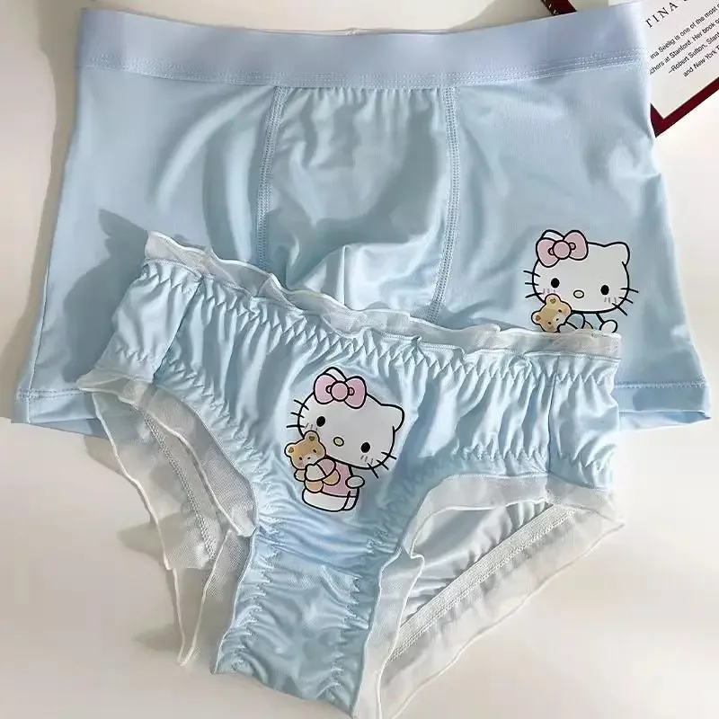 Kawaii Hello Kitty Sanrio Couple Panties Girl Pattern Comfortable Breathable Cotton Sexy Pure Lust Pants Printed Birthday Gift