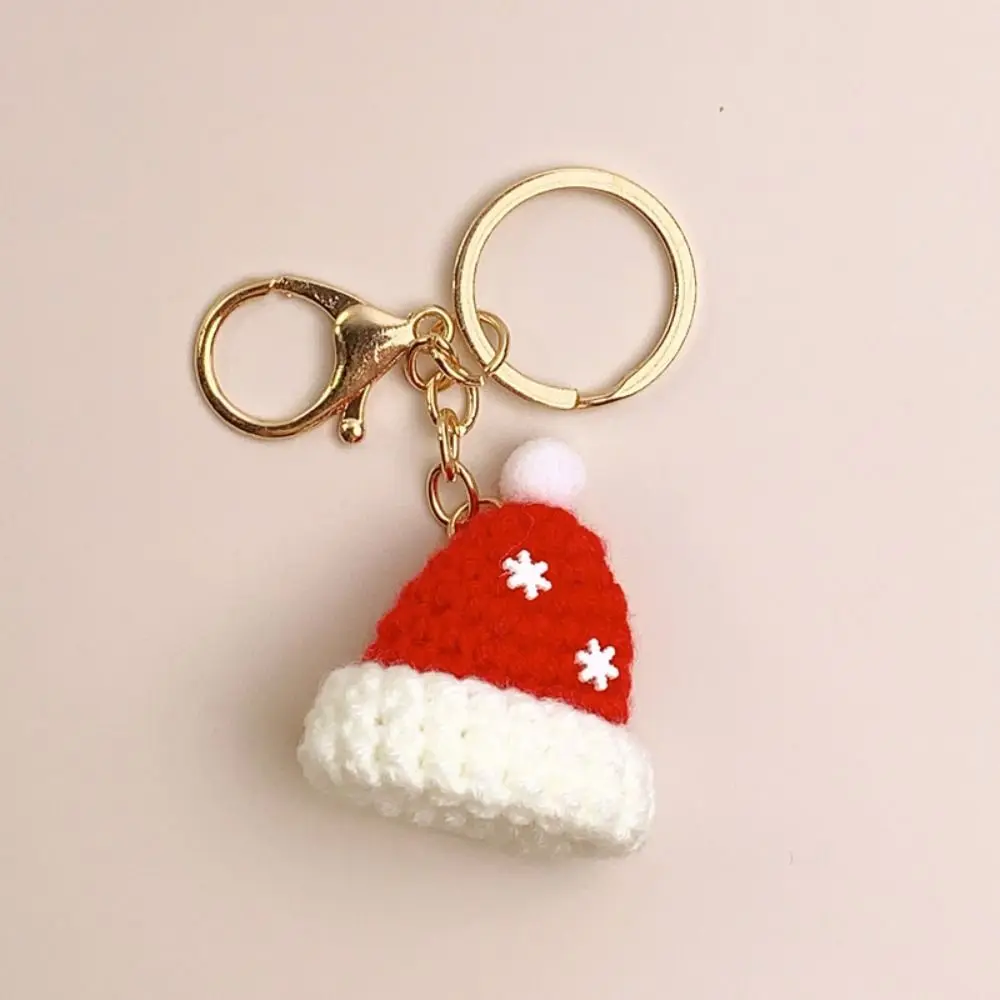 Christmas Mini Knitted Hat Keychains Knitted Hand-woven Christmas Hat Pendant Gloves Pendant Christmas Gloves Keyrings New Year
