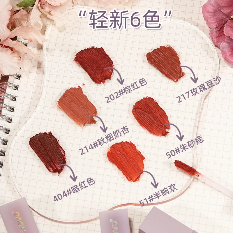 Ice Soft Mist Lip Glaze Matte Lip Mud Waterproof Long Lasting Silky Touch Cheek Lip Makeup Lipstick For Women Red Lip Tint