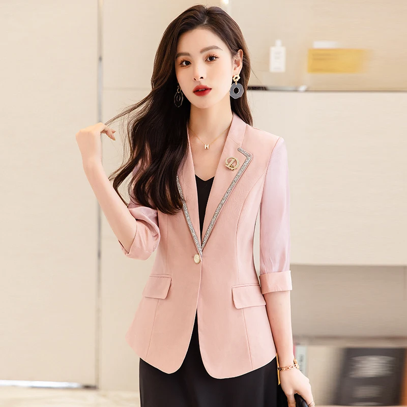 

Spring Summer Women Business Work Wear Career Interview Professional Blazers Jackets Coat Ladies OL Styles Outwear Tops Clothes